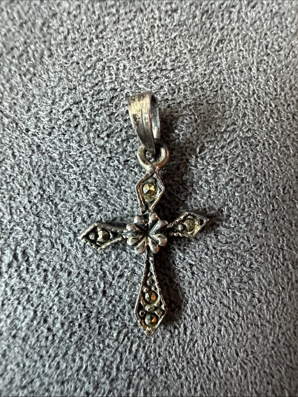 Sterling Silver Marcasite Cross Pendant - Silver